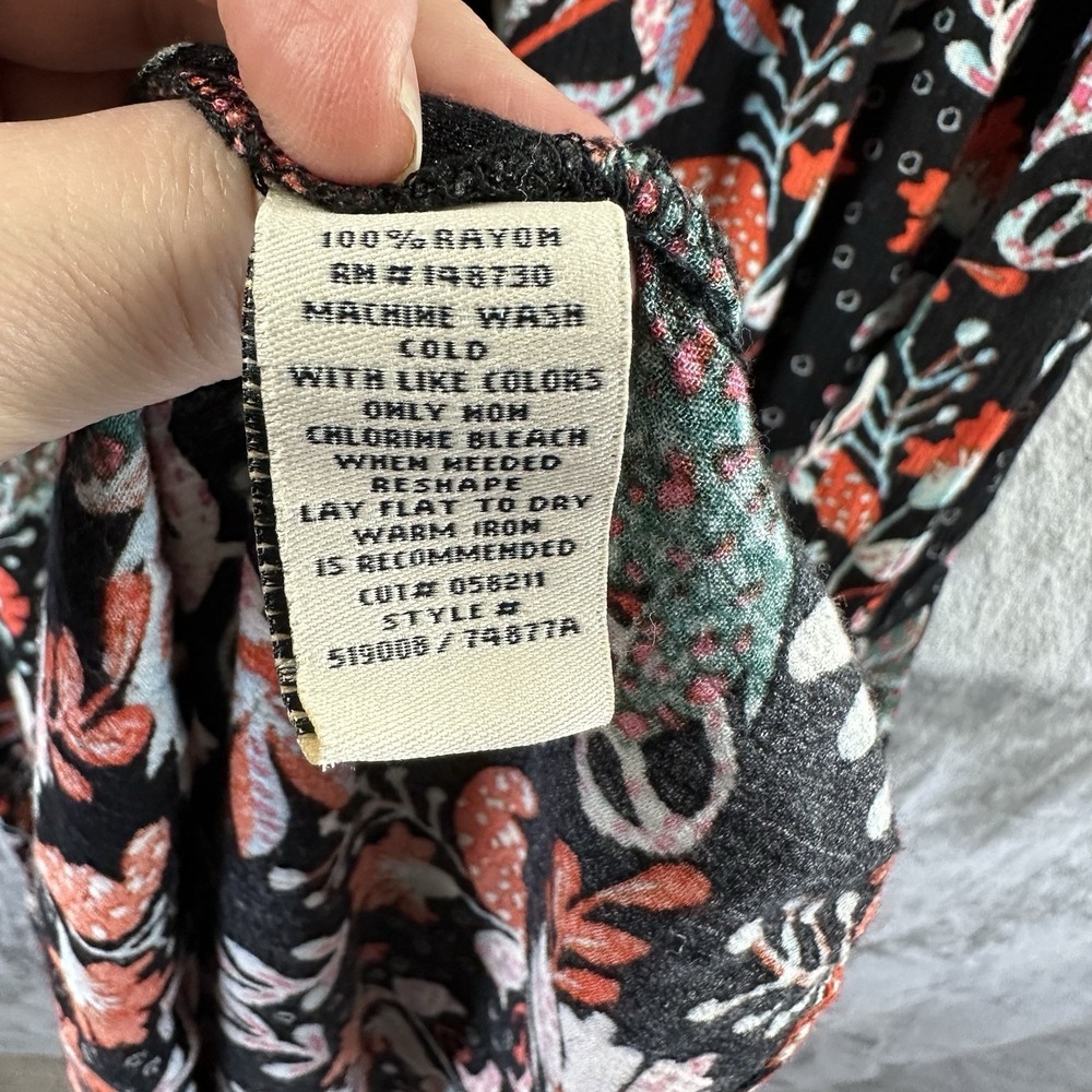 New York & Company Maxi Dress Women's M / L Black w/ Orange Blue Floral Print - Picture 3 of 10